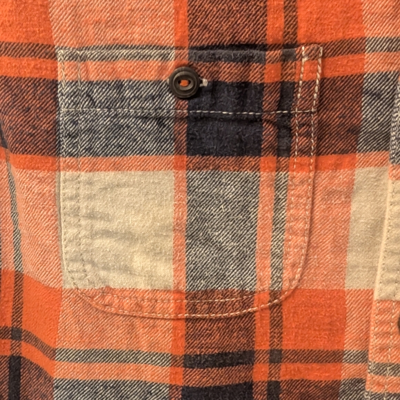 Plaid Button-Up Shirt - Orange , Blue And White - Picture 5 of 7